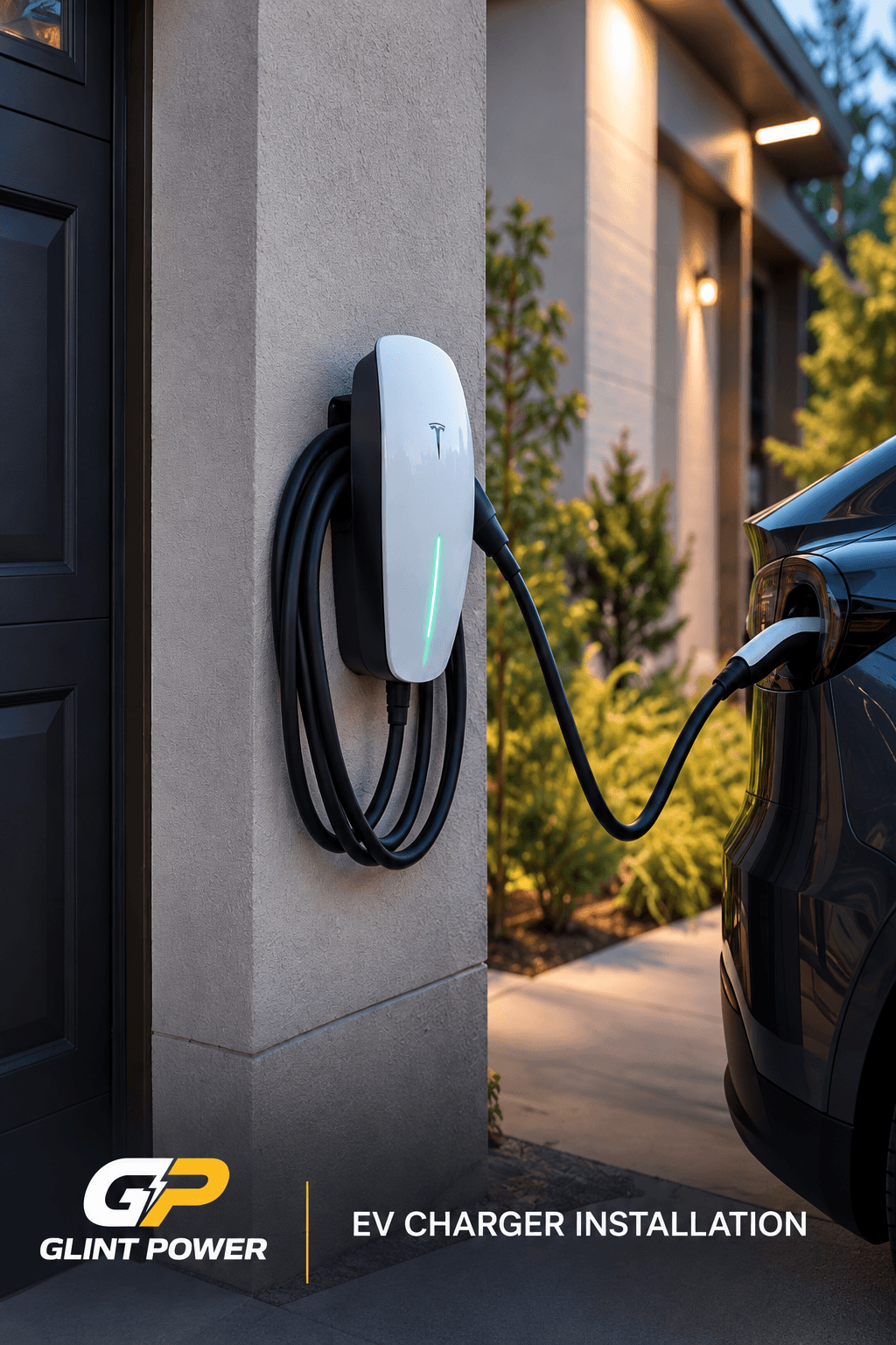Illustrative home EV charger installation marketing image